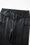 Black V Crossover High Waist Pocketed Leggings