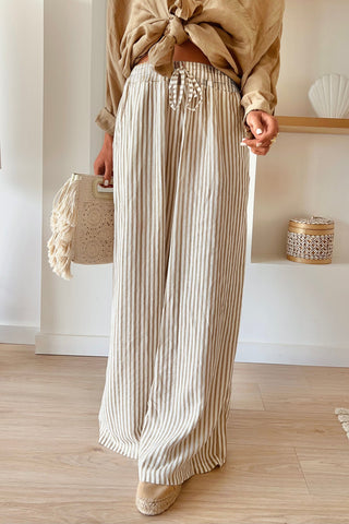 Stripe Wide Leg Drawstring Pants