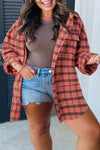 Red Plaid Distressed Hem Button Up