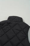 Black Quilted Button Up Pocket Vest