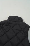 Black Quilted Button Up Pocket Vest