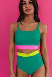 Color Block Trim High Waisted Bikini