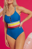 Color Block Crisscross One Piece Swimwear