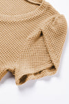 Camel Petal Sleeve Knit Top