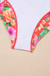 Floral Ruffle Trim Knot Detail One Piece Swimsuit