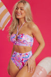 Floral Halter Neck High Waist Bikini