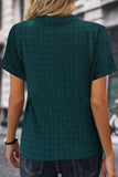 Green Textured Short Sleeve Blouse