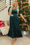 Evergreen Velvet Velvet Tiered Maxi Dress