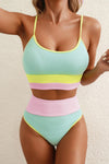 Mint Color Block High Waist Bikini