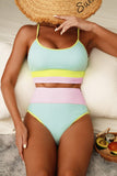 Mint Color Block High Waist Bikini