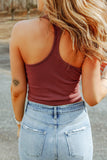 Red Clay Ribed Knit Racerback Crop Top