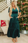 Evergreen Velvet Velvet Tiered Maxi Dress