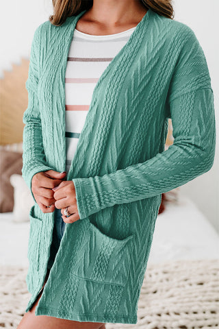 Light Teal Textured Cardigan w/ Pocket