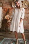 White Ruffled Puff Sleeve Dress