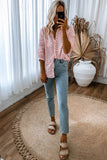 Pink Button Up Long Sleeve Blouse