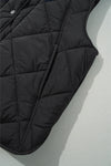 Black Quilted Button Up Pocket Vest