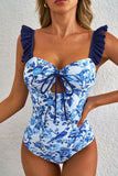 Cutout Ruffled Spaghetti Strap One Piece Swimsuit