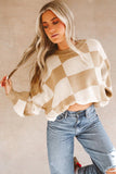 Checkered Bishop Sleeve Sweater | 3 Colors