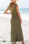 Olive Knit Sleeveless Maxi Dress