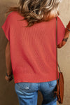 Knitted Notch V-Neck Top