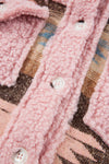 Pink Western Aztec Print Sherpa Jacket