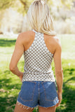 Checkered Halter Tank Top