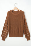 Pearled Drop Shoulder Round Neck Sweater