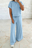 Blue Solid 2 Piece Outfit