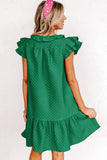 Flutter Sleeve Ruffled Shift Dress