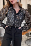 Sequin Tasseled Button Up blouse