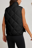 Black Quilted Button Up Pocket Vest