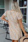 Abstract V Neck Short T Shirt Dress