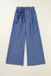 Belted Frilly Waist Wide Leg Pants