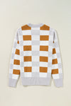 Checkered Ribbed Edge Sweater