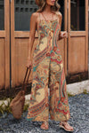 Paisley Spaghetti Straps Wide Leg Jumpsuit