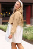 Apricot Color Block Ruffled Dress