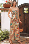 Paisley Spaghetti Straps Wide Leg Jumpsuit