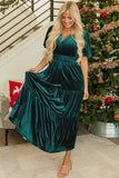 Evergreen Velvet Velvet Tiered Maxi Dress