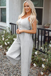 Stripe Sleeveless Wide Leg Jumpsuit