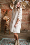 White Ruffled Puff Sleeve Dress