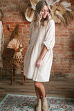 White Ruffled Puff Sleeve Dress