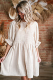 White Ruffled Puff Sleeve Dress