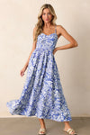 Floral Spaghetti Strap High Waist Maxi Dress