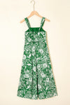Floral Shirred Crop Top & High Waist Midi Skirt Set