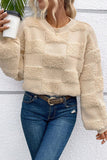 Checkered Sherpa Crew Neck Sweater