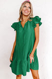 Flutter Sleeve Ruffled Shift Dress