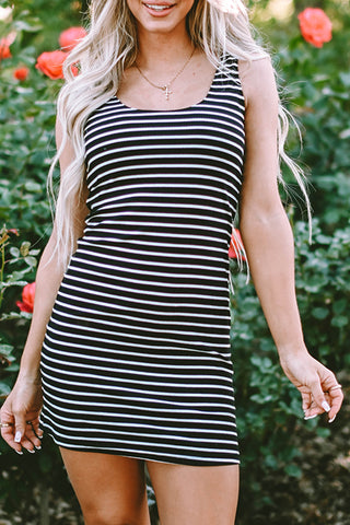 Black Stripe Knit Dress