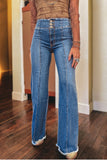 High Waist Raw Seamed Flare Jeans