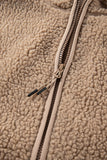 Khaki Fleece Zip Up Hooded Jacket