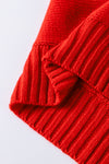 Red Merry Letter Embroidered High Neck Sweater